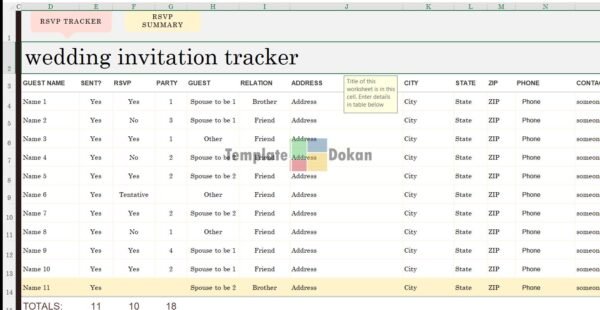 Wedding Invite Tracker